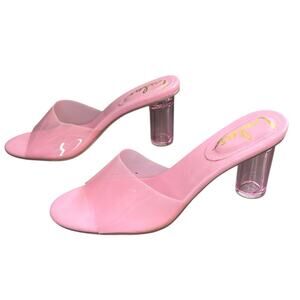 Lulus pink vinyl slip in heels open toe spring wedding guest prom feminine